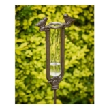 Brown Cast Iron Bird Rain Gauge Garden Ornament