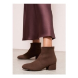 Brown Low Block Heel Ankle Sock Boots
