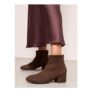 Brown Low Block Heel Ankle Sock Boots