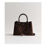 Brown Snakeskin Effect Faux Leather Tote Bag