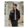 Brown Wool Rich Checked Borg Collared Jacket