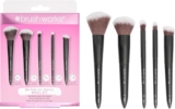 Brushworks On The Go Travel Makeup Brush Set Mini Face & Eye Brushes for Foundation, Powder & Eyeshadow – Blending, Buffing & Touch-Ups Anywhere – Vegan & Cruelty Free