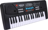 Btuty 37 Keys USB Electronic Organ Electric Piano with Microphone Black Digital Music Electronic Keyboard Built-in Stereo Speakers with 8 Tones 8 Rhythms 6 Demo Songs 4 Percussion Gift