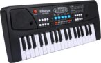 Btuty 37 Keys USB Electronic Organ Electric Piano with Microphone Black Digital Music Electronic Keyboard Built-in Stereo Speakers with 8 Tones 8 Rhythms 6 Demo Songs 4 Percussion Gift