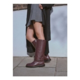 Burgundy Red Leather Forever Comfort Buckle Detail Rider Boots