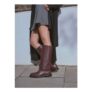 Burgundy Red Leather Forever Comfort Buckle Detail Rider Boots