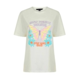 Butterfly Graphic Motif Cotton Jersey Crew Neck T-Shirt
