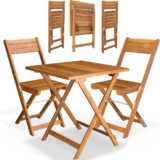 CASARIA 3-Piece Bistro Table and Set of 2 Chairs Elegant Acacia Wood Foldable Coffee Table & Chairs Ideal for 2 People Weatherproof Garden Patio Furniture Brown