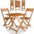 CASARIA 3-Piece Bistro Table and Set of 2 Chairs Elegant Acacia Wood Foldable Coffee Table & Chairs Ideal for 2 People Weatherproof Garden Patio Furniture Brown