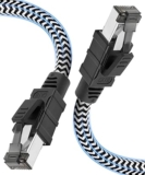 CAT8 Ethernet Cable 0,5m 1m 2m 3m 5m 10m 15m-High-Speed Gigabit Braided RJ45 LAN Patch Cord,Shielded Internet Cable Compatible for Modem/Router/Gaming(0.5m)