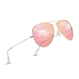 COASION Pilot Polarized Sunglasses Unisex Metal Frame UV400 Pink Mirror
