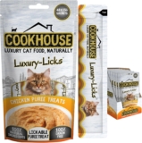 COOKHOUSE Luxury Licks Lickable Cat & Kitten Treats – Chicken – 48 x 15g Sachets – Soft & Creamy Puree – Healthy & Grain Free – 100% Natural Ingredients
