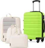 COOLIFE Carry On Suitcase with 1 Shoe Bag 1 Toiletry Bag 1 Travel Organizer, ABSPC Cabin Suitcase with Wheels & TSA Lock