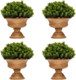 COSTWAY 4 Pack Artificial Plants, Fake Heart Shape/Pine Cone Topiary Trees with Flower Pots, Faux Greenery Potted Plants for Indoor Outdoor Décor Pine Cone Trees, 26 x 26 x29cm