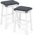 COSTWAY Bar Stools Set of 2, Upholstered Saddle Stools with PU Cushion Surface, Footrest & Anti-slip Pads, Solid Wood Counter Height Breakfast Kitchen Stool for Home Dining Room (White, 50x40x76cm)