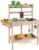 COSTWAY Mud Kitchen, Outdoor Kids Play Kitchen with Stoves, Sink, Rotation Knobs, Chalkboard, Flowerpots, Storage Shelves & Accessories, Wooden Chef Pretend Kitchen Playset for Boys Girls Ages 3
