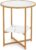 COSTWAY Tempered Glass End Table, 2-Tier Round Side Table with Faux Marble Storage Shelf and Non-slip Foot Pads, Small Snack Table for Living Room Bedroom (1)