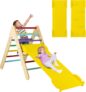 COSTWAY Toddler Climbing Frame, Kids Wooden Montessori Triangle Climber with Double Sided Ramp, Indoor Play Gym for Boys Girls (Multicolor)