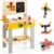 COSTWAY Wooden Kids Workbench, Childrens Tool Bench with Blackboard, Saw, Hammer, Screwdriver, Wrench, Toddlers Construction Pretend Role Play Toy Set for Ages 3