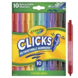 CRAYOLA Clicks Marker Pens – 10 Pack Retractable Washable Capless Marker Colouring Pens 2 in 1 Conical