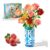 CUBIMANA Flower Bouquet Set with Vase & LED, 14 Roses