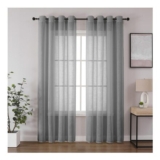 CUCRAF Grey Voile Curtains, Eyelet, 95-Inch Drop, 2 Panels