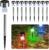 CUQOO Solar Garden Stake Lights 10 Pack Colour-Changing LED, Weatherproof Stainless Steel Solar Lights for Outdoor Pathway Lighting Rechargeable with Automatic Night Activation Energy Class A