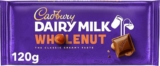 Cadbury Dairy Milk Whole Nut Bar, 120 g (Pack of 1)