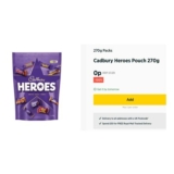 Cadbury Heroes Pouch 270g- Costs Nothing. 1 per Customer (RRP £7.29)