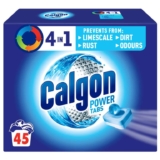 Calgon 4-in-1 Washing Machine Cleaner & Water Softener Tablets, 45 Count Removes Limescale, Residue, Dirt – Deep Clean L Pack Size