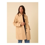 Camel Single Breasted Cropped Trench Coat