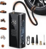 Car Tyre Inflator, Rechargeable Cordless Tyre Inflator Air Compressor with LED Light, 150PSI Portable Air Pump with Digital Pressure Gauge for Auto Shut-Off, for Car, Bike, Motorbike, Ball
