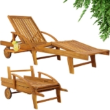 Casaria Sun Lounger Tami Sun Sun Lounger with extendable tray ( Acacia Hardwood ) – £86.95 / Twin Pack £169.95