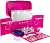 Casdon Ultimate Styling Case. Foldable Hair Styling and Accessory Case with Light-Up Mirror, Style Book, and Hair Accessories. Playset for Children Aged 3