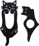 Cat Bookmark Set with Thumb Book Page Holder, 2 PCS Personalised Book Accessories, Reading Accessories for Book Lovers with Adult, Kids, Book Lovers, Readers (Black)