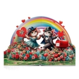 Cat Couple Rainbow Pop-up Anniversary Card (3D)