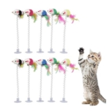 Cat Teaser Toys Set Feather Wands Mice Suction Cup Rods