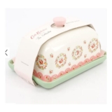 Cath Kidston Pink Folk Rose Stoneware Butter Dish 9×15.5cm