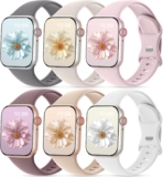 CeMiKa 6 Pack Sport Straps Compatible with Apple Watch Strap 40mm 41mm 38mm 42mm(Series 11) – Silicone Sport Replacement Band for iWatch SE Series 11 10 9 8 7 6 5 4 3 SE3, Women Men