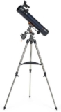 Celestron 31035 AstroMaster 76EQ Newtonian Reflector Telescope – includes Two Eyepieces, Height-adjustable Tripod and Deluxe Accessory Tray, Dark Blue