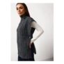 Charcoal Cable Knit Roll Neck Cape
