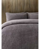 Charcoal Grey Plain Teddy Finish Single Duvet Set (free C&C)