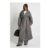 Charcoal Textured Wool-Look Belted Maxi Coat