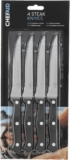 Chef Aid Stainless Steel Serrated Steak Knife Set, Set of 4 Durable Multipurpose Kitchen Knives with Comfort Grip, Ergonomic – Non-Slip, Rust Resistant, Sharp Dinner Table Knife Set, Black