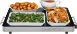 Chefman Electric Warming Tray with Adjustable Temperature Control, Perfect for Buffets, Restaurants, Parties, Events and Home Dinners, 53 x 41 cm Glass-Top Surface Keeps Food Hot Stainless Steel