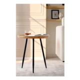 Chervey Solid Wood Bedside Table with Black Legs