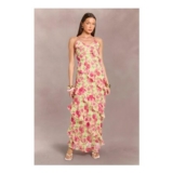Chiffon Pastel Floral Ruffle Detail Maxi Dress – Extra 10% Off, with Code: EXTRA