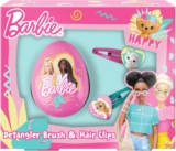 Childrens Detangler Brush & Hair Clips – Barbie Childrens Detangler Hair Brush – Hair Slides – Barbie Gift