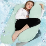 Chilling Home Pregnancy Pillow Cooling,Jersey 55 inches Maternity Pillow for Pregnant Women, Comfortable U Shaped Full Body Pillow Pregnancy Pillows for Sleeping with Washable Cover,Mint Green