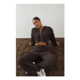 Chocolate Boxy Zip through Hoodie